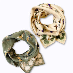 Big Foulard Latika Cerisier Apaches coton bio imprimé floral artisanal