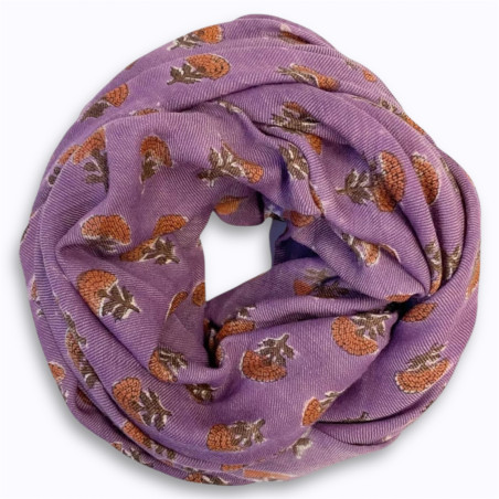 Foulard en laine Anisha Florets Apaches imprimé floral purple artisanal