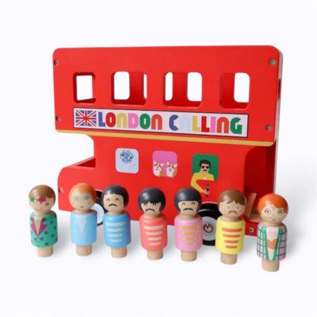 Bus de Londres et ses chanteurs jouet en bois Le Petit Souk pour enfant