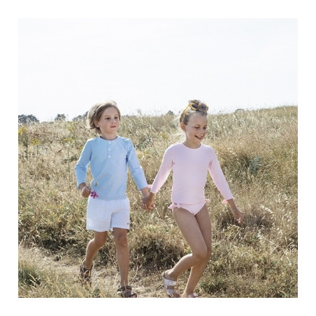 Haut de maillot Jean Les Petits Dorés bleu ciel pour enfants