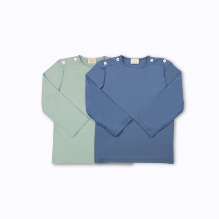 Haut de maillot de bain Matelot Les Petits Dorés vert céladon et bleu marine