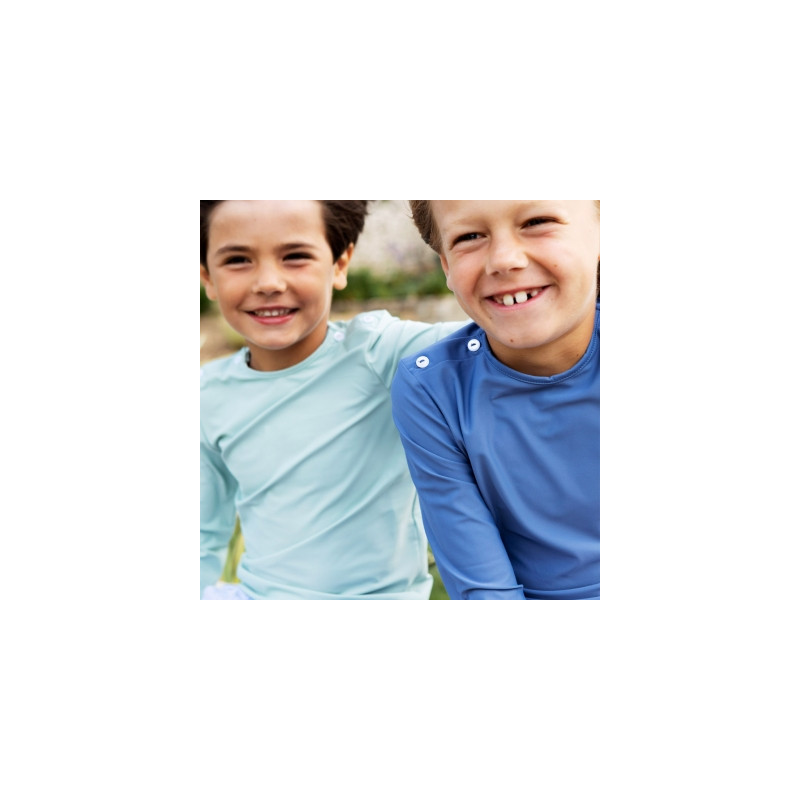 Haut de maillot de bain Matelot Les Petits Dorés vert céladon et bleu marine