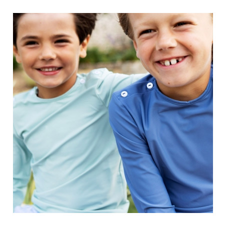 Haut de maillot de bain Matelot Les Petits Dorés vert céladon et bleu marine