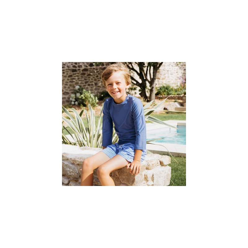 Haut de maillot de bain Matelot Les Petits Dorés vert céladon et bleu marine