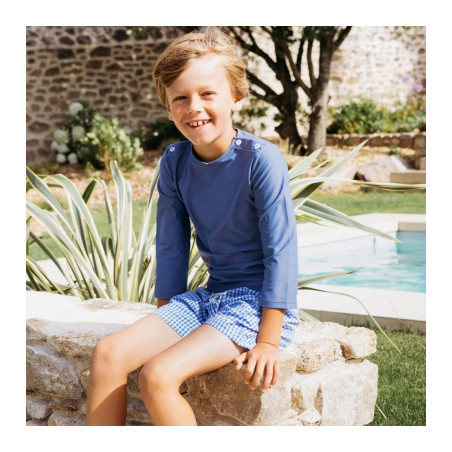 Haut de maillot de bain Matelot Les Petits Dorés vert céladon et bleu marine