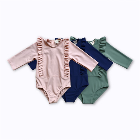 Body anti-UV à volants Les Petits Dorés disponible en Leone, Navy et Chloé