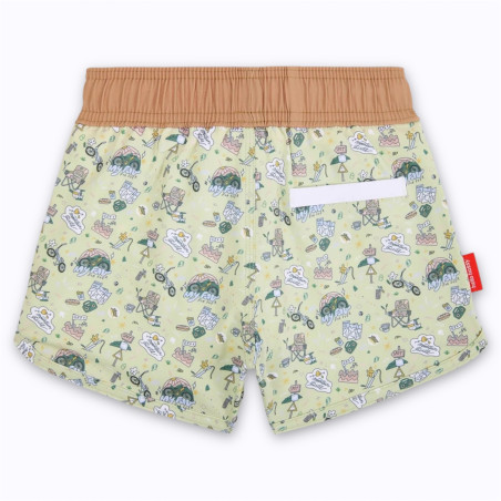 Short de bain Mountain Ride Hello Hossy vert anti-UV pour enfants