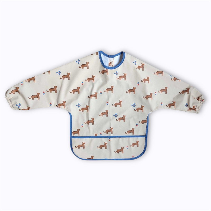 Bavoir à manches longues tigre Le Petit Souk collection Tigre du Bengale imperméable pour enfants
