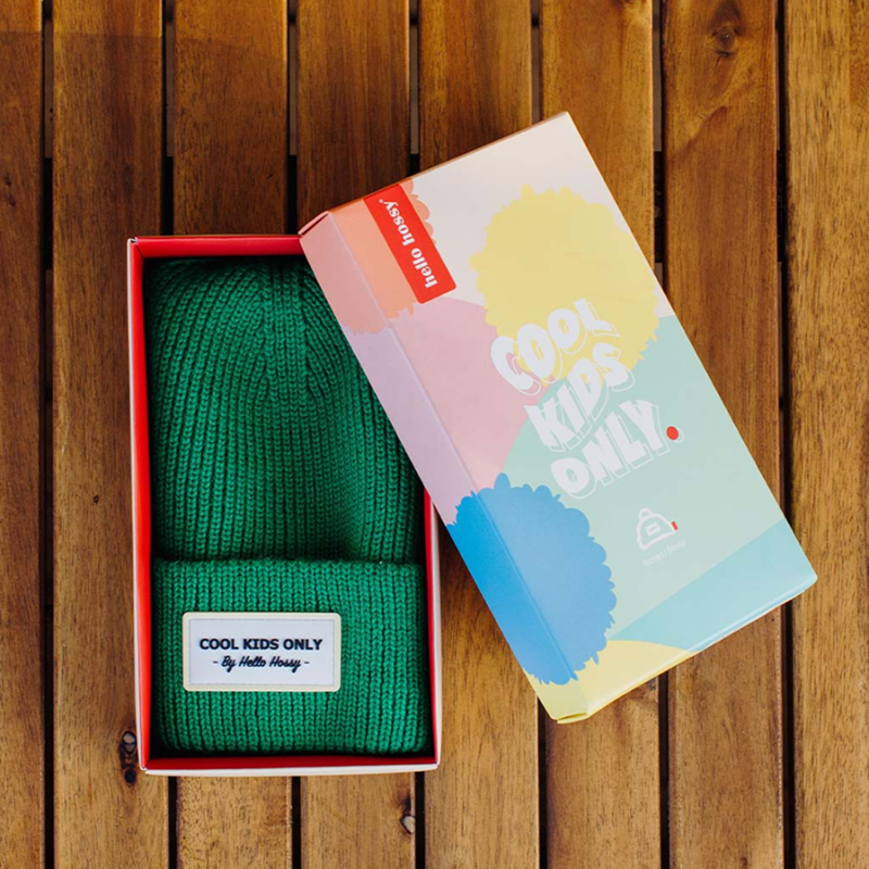 Bonnet enfant Pop Croco Hello Hossy vert en coton bio