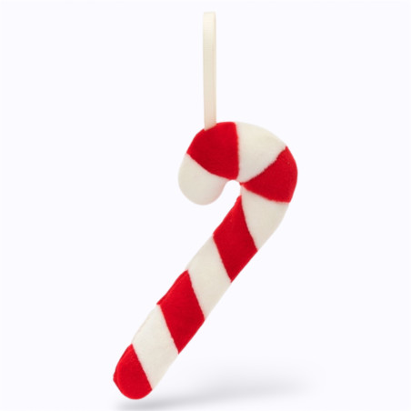 Peluche à accrocher sucre d’orge Jellycat rouge et blanche avec boucle dorée