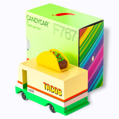 Taco Van en bois Candylab jaune design rétro pour enfants