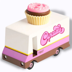 Cupcake Van en bois Candylab rose et blanc pour enfants