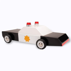 Police Cruiser en bois Candylab voiture rétro noire et blanche
