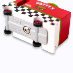 Patty’s Hamburger Van en bois Candylab food truck jaune rétro