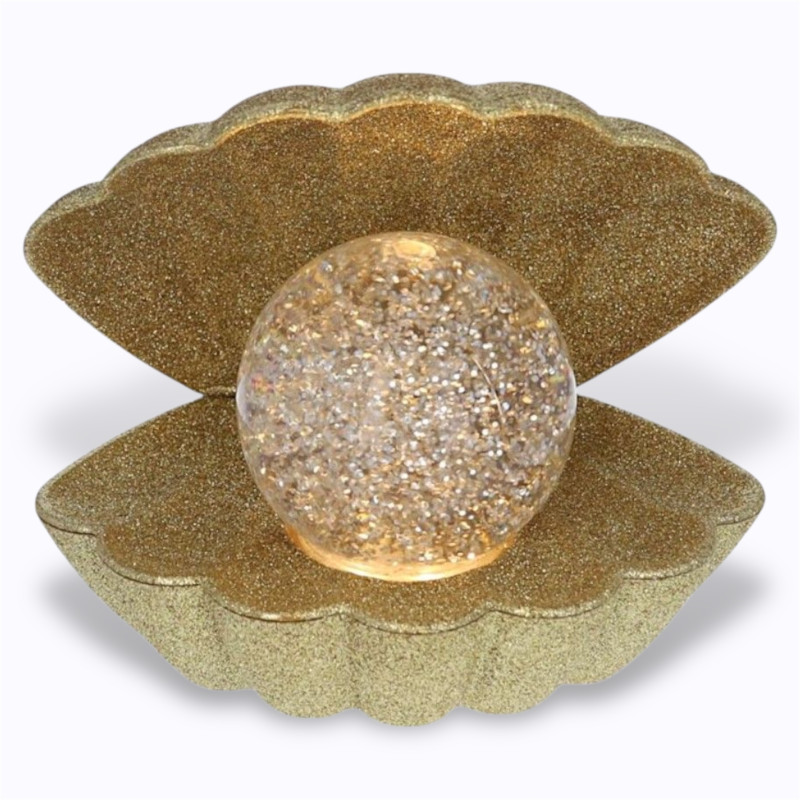 Lampe coquillage à paillettes dorées Le Petit Souk lumineuse et décorative