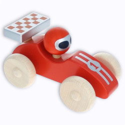 Voiture de course en bois rouge - Le Petit Souk