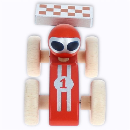 Voiture de course en bois rouge - Le Petit Souk