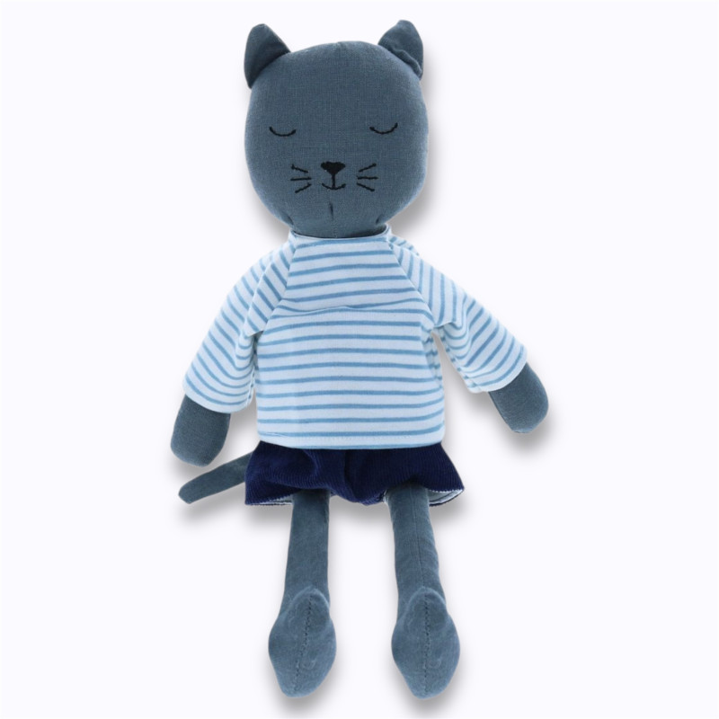 Peluche Chat en tissu marinière - Le Petit Souk