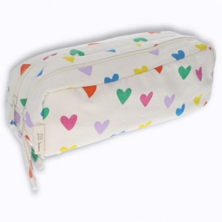 Trousse double zip multicœurs - Le Petit Souk