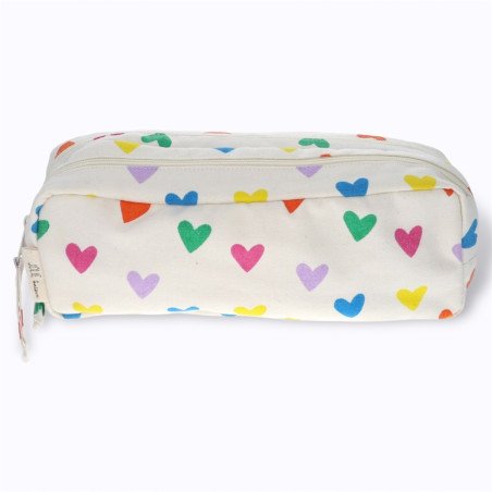 Trousse double zip multicœurs - Le Petit Souk