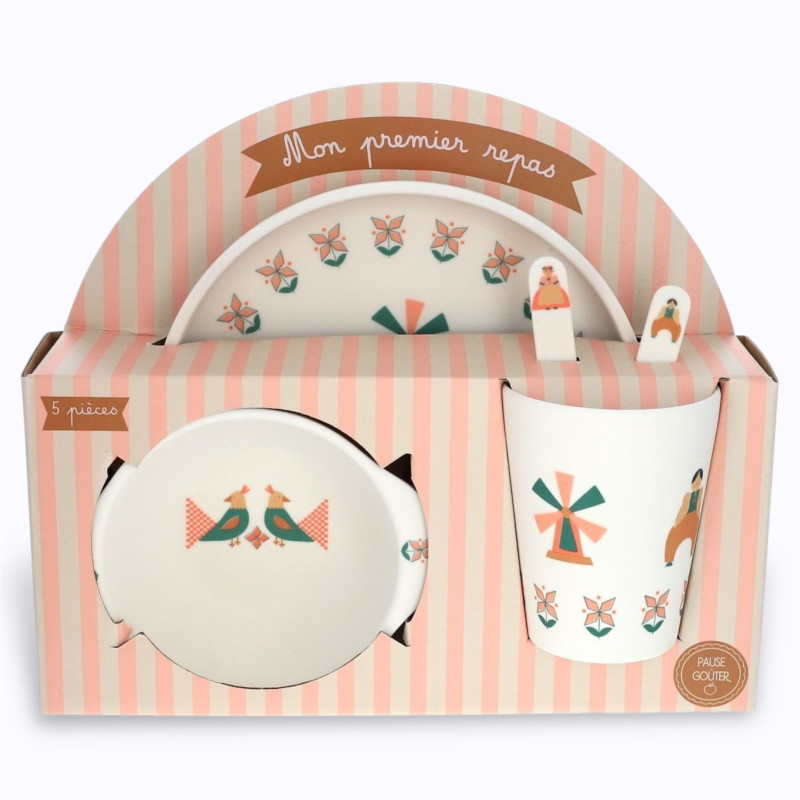 Set de vaisselle en mélamine fleuri - Le Petit Souk