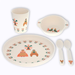 Set de vaisselle en mélamine fleuri - Le Petit Souk