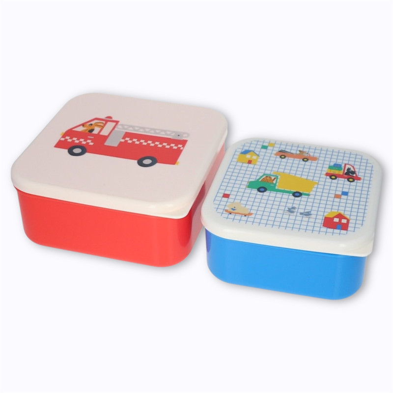 Lot de 2 boîtes à goûter véhicules et chiens - Le Petit Souk