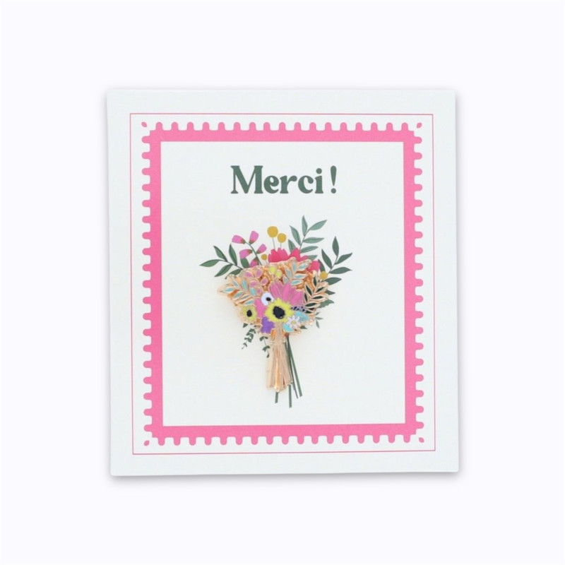 Pin's bouquet de fleurs Merci - Le Petit Souk