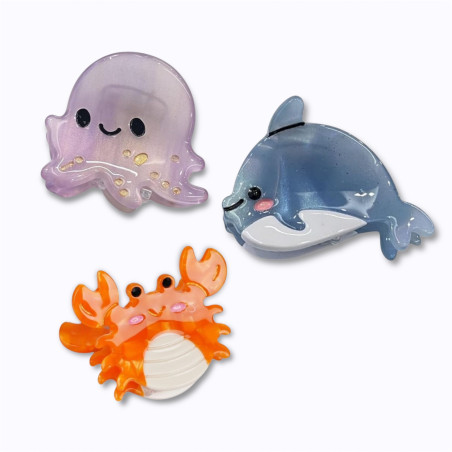 Lot de 3 pinces cheveux enfant crabe dauphin poulpe accessoires cheveux