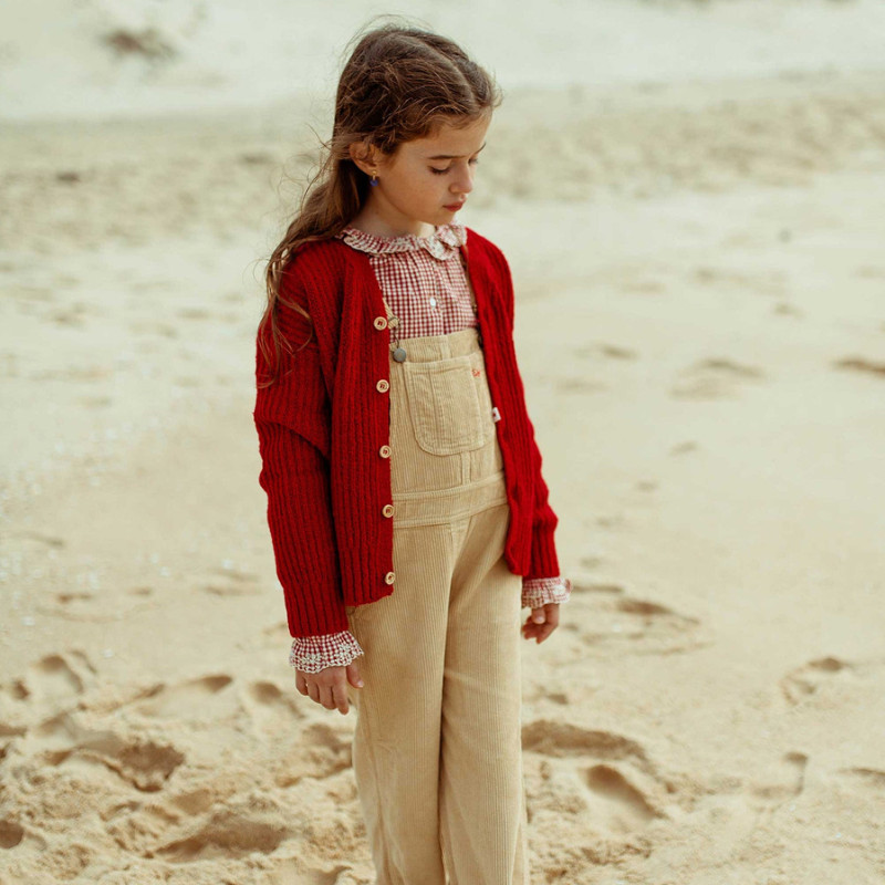 Cardigan enfant laine recyclée rouge vêtements pour enfant