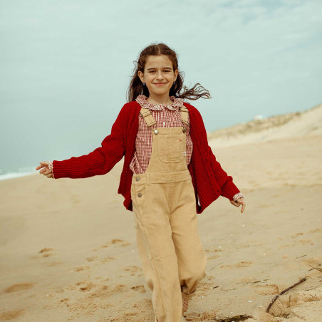 Cardigan enfant laine recyclée rouge vêtements pour enfant