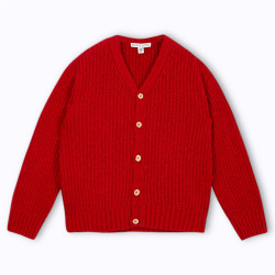 Cardigan enfant laine recyclée rouge vêtements pour enfant