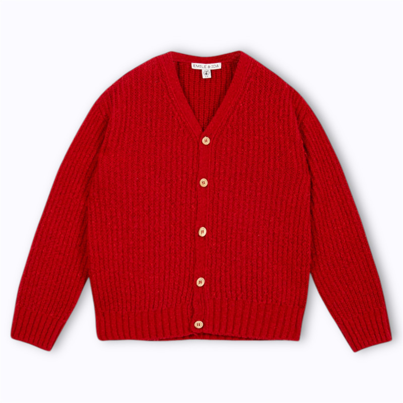 Cardigan enfant laine recyclée rouge vêtements pour enfant