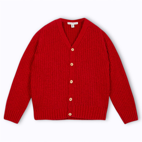 Cardigan enfant laine recyclée rouge vêtements pour enfant