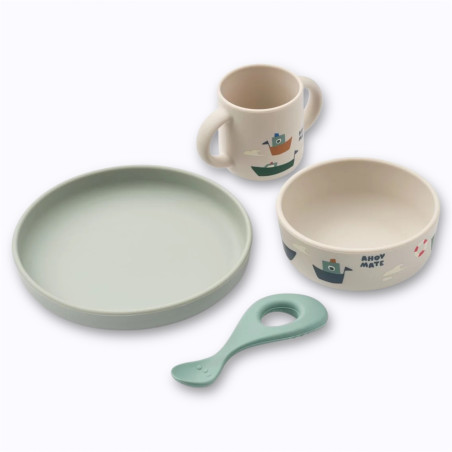 Set repas en silicone Vivi Sailing vaisselle en silicone enfant et bébé