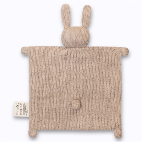 Doudou lapin plat tricoté sable Main Sauvage peluches bébé